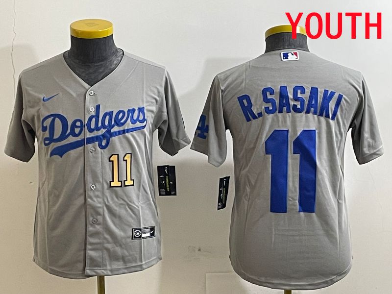 Youth Los Angeles Dodgers #11 R.Sasaki Grey Game 2025 Nike MLB Jersey style 10